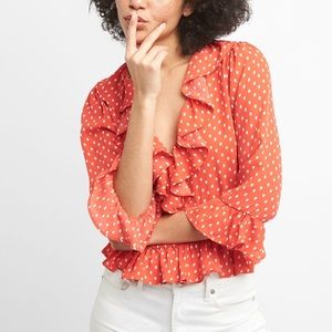 gap wrap polka dot blouse